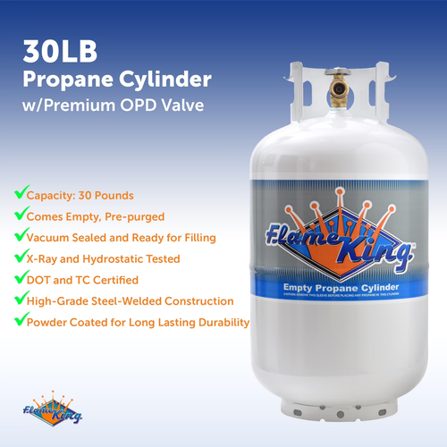 Flame King 30 lb Propane Tank with Type 1 Overfill Protection Steel Propane Tank - Picture 5 of 6