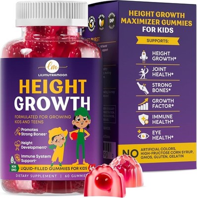 HEIGHT GROWTH GUMMIES FOR KIDS & TEENS CALCIUM, VITAMIN D3 + K2, ZINC, MAGNESIUM