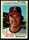 1978 Topps Baseball Vintage VG Card #6 ⚾ '77 RECORD BREAKER, NOLAN RYAN ⚾