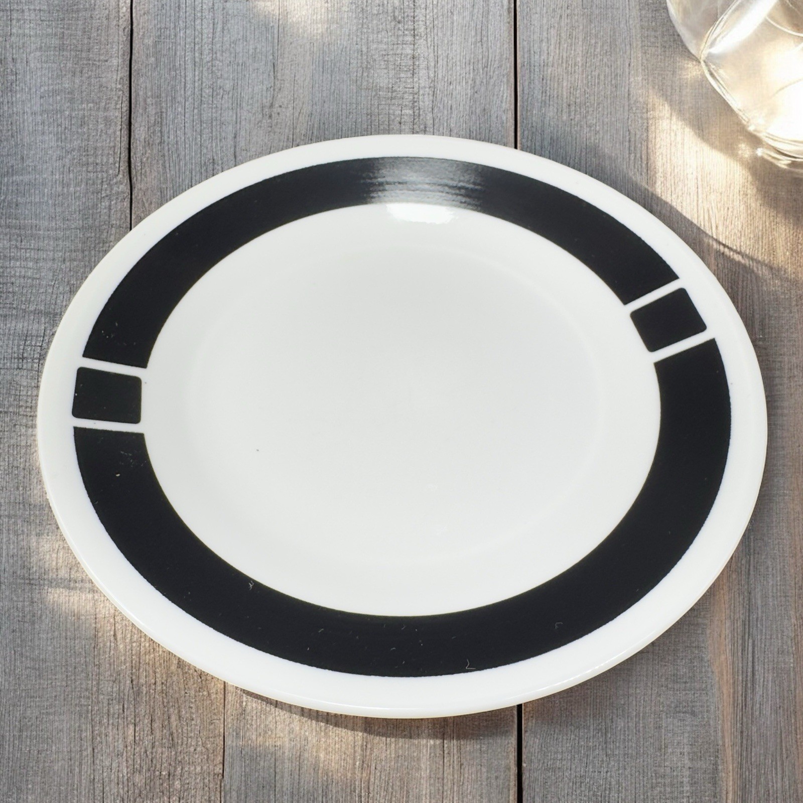 Corelle Urban Black Glass Plate And Bowl Set White Black Lines USA Bowl Plate