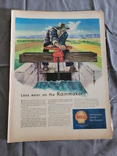 VTG 1948 Original Magazine Ad Shell Gas Gasoline Less Wear On The Rainmaker