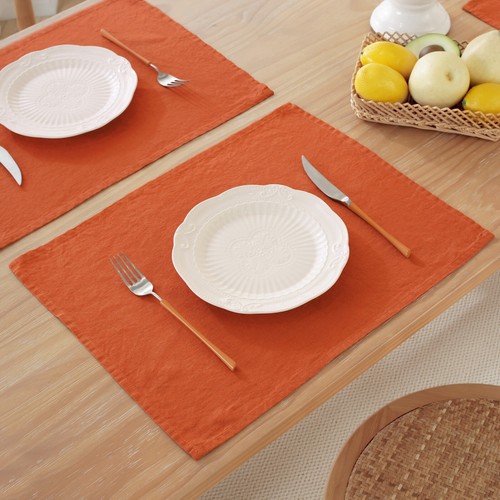 100% Pure Linen Natural Placemats 14 x 18 Inch Eco-Friendly Table Mats Set of 4 - Picture 11 of 37