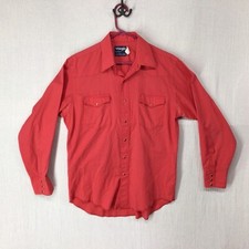 Vintage Wrangler Red Cowboy Cut Made in USA Red Snaps X-long Tail 16-34