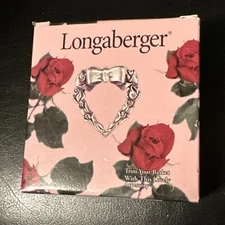 Longaberger Pewter Heart Tie-On/Pin #72761 NIB