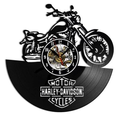 VINYL REVOLT Motorcycle Vinyl Wall Clock - Retro Decor - Unique Home Accent - Perfect Gift