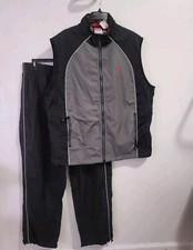 Champion Tracksuit Mens Black an gray 2 Piece Pants sleevele Jacket Mesh Size XL