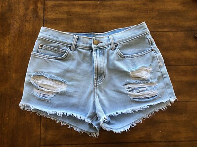 Billabong Drift Away Denim Jean Shorts Women Size 27, Distressed, Cutoff, Casual