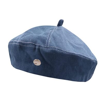 Women Girls Denim Beret French Hat Casual Sun Hat with One  display picture 1