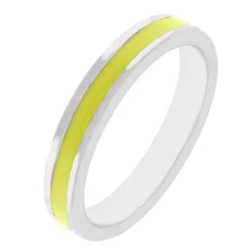 Yellow Enamel Eternity Ring Rhodium Plated