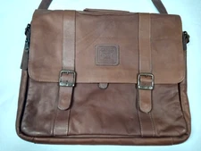 Geoffrey Beene Hand Crafted Leather Folio Bag Shoulder Strap Multi Pocket NOS