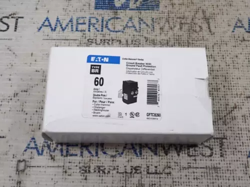 New Eaton GFTCB260 2 Pole 60 Amp 120/240 Volt Ground Fault Circuit Breaker