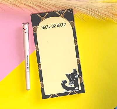 Meow or Never Memo Pads - 40 Pages | Smooth Writing Surface | Compact & Stylish