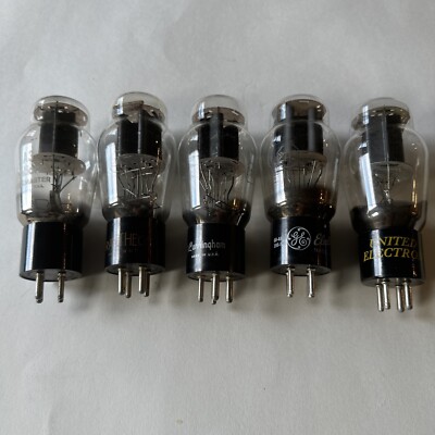 (5) Mix Brand 2A3 Black Plate Vintage Electronic Output Vacuum Tubes