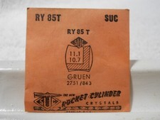SUC RY85T Watch Crystal Fit Gruen 2751/843 - 11.1 x 10.7 mm Replacement / Repair