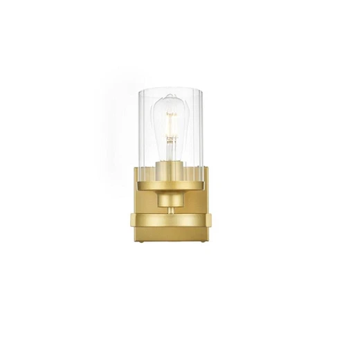 Living District Saanvi 1-Light Iron & Glass Bath Sconce in Brass/Clear - Picture 2 of 5
