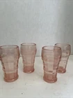 Anchor Hocking Block Optic Pink Juice Glasses (4) Vintage Estate