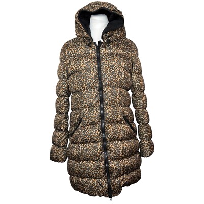 Scotch & Soda Maison Scotch Punk Radar Women's Leopard Print Down Puffer Coat L