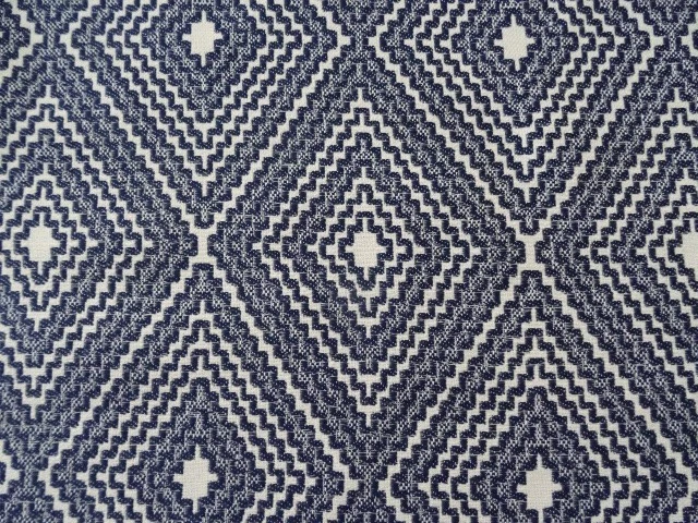 DESIGNER WOVEN DIAMOND INDIGO BLUE GEOMETRIC UPHOLSTERY FABRIC BTY $24.99/YD - Image 4 of 4