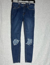 Free People Women's Blue Denim Skinny Leg Jeans Size 25