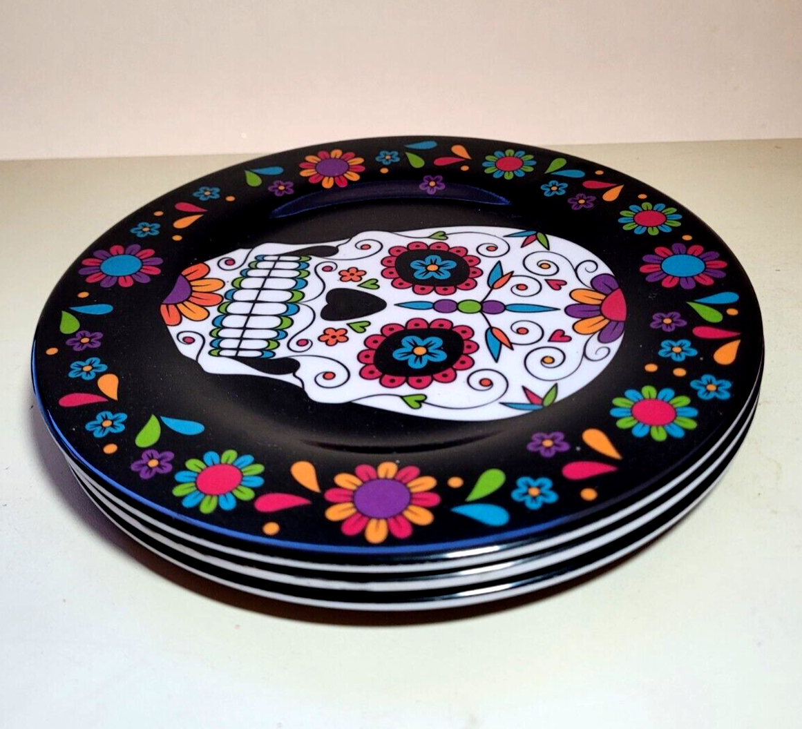 Dia De Los Muertos Sugar Skull Dinnerware Set of 2 Tumbler Cups and 2