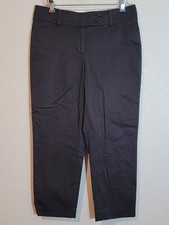 Ann Taylor Tapered Dress Pants Womens 8 Regular Mid Rise Flat Front Black