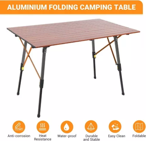 Timber Ridge Folding Aluminium Camping Table w/ Carry Bag 6 People Adjustable - Picture 2 of 11