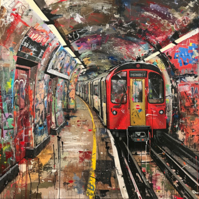 London U-Bahn Ölgemälde Luxus Leinwand Wandkunst Bilddruck bunt