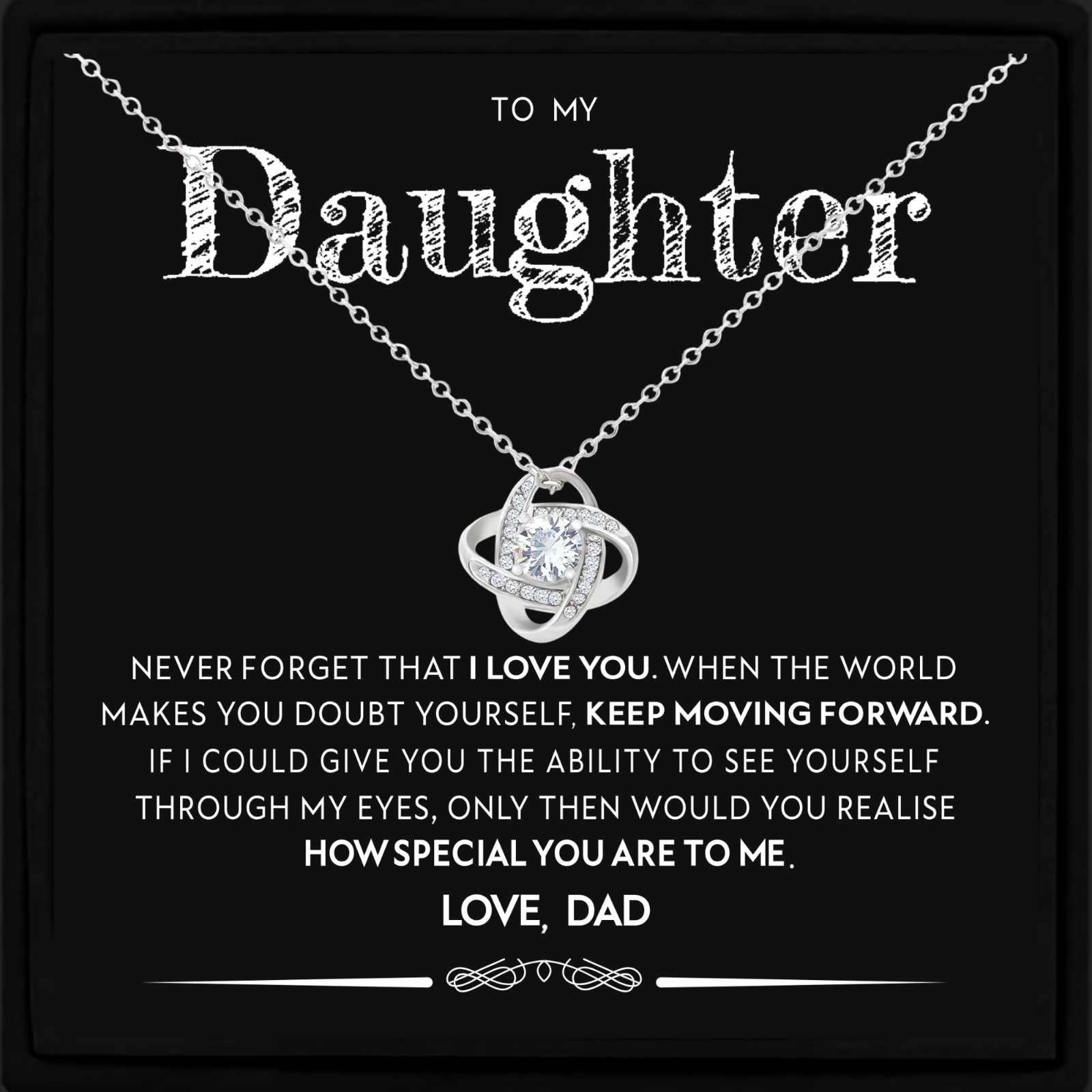 To My Daughter Necklace from Mom Sentimental Jewellery Gift Heartfelt Message - Image 2