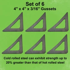 Roll cage  Gusset 4”x4"x3/16” -Set of (6) Metal Gusset, Cold Rolled, steel, RZR