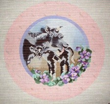 MZC Cow  Calf in Violets by Joy Juarez Hand Painted Needlepoint Canvas