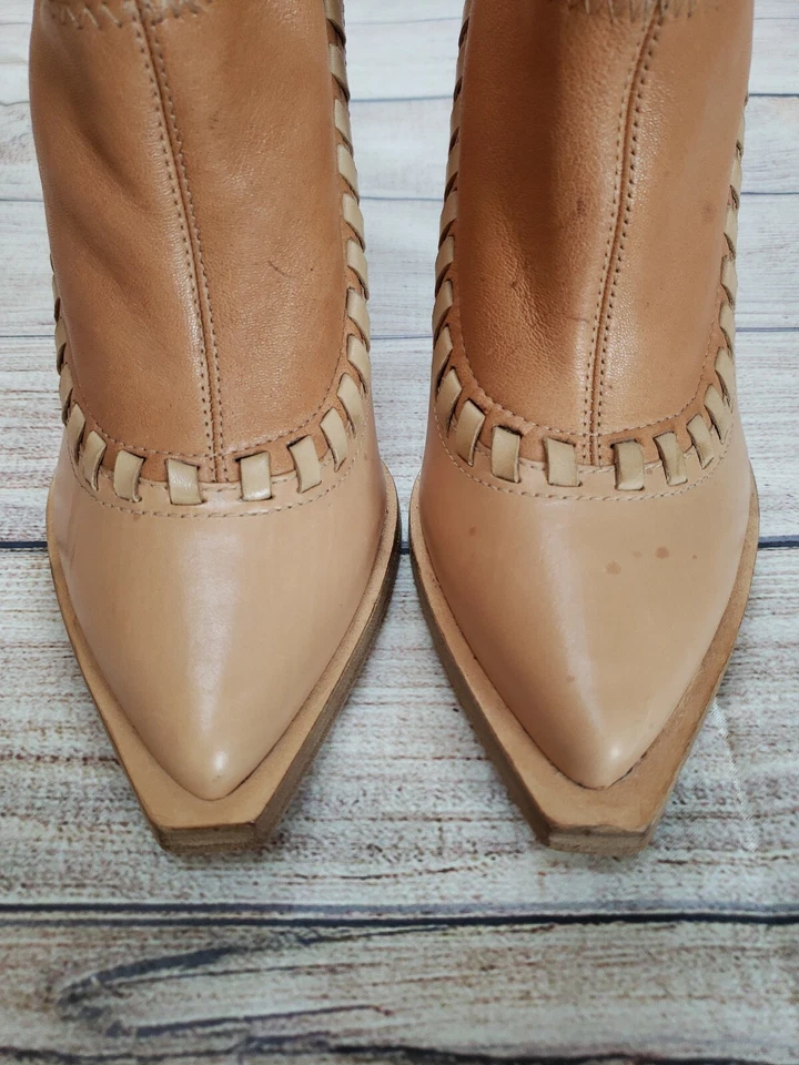 Botas de tornozelo ALEXANDER WANG couro marrom Auguste Whipstitch Stilettos tamanho 38 EUA 7,5 - Imagem 3 de 4