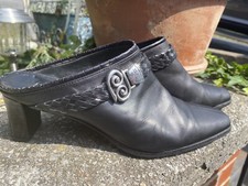 Brighton Heels Clogs Tapa Size 7M Black Leather Slip On ECU