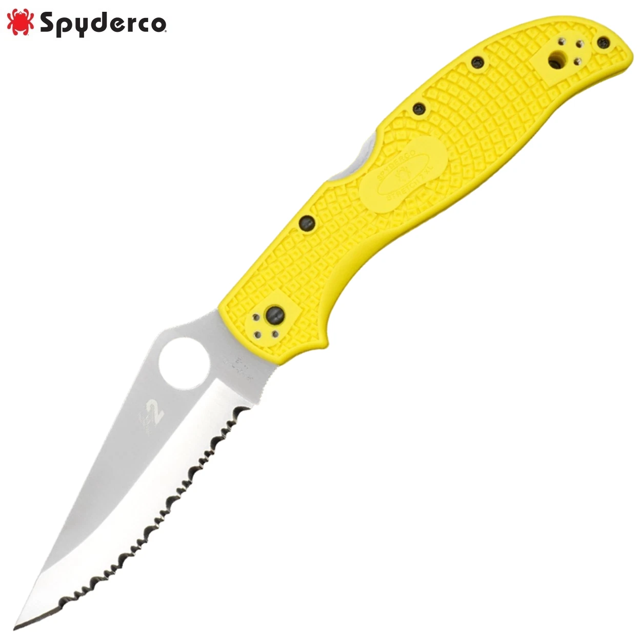 Spyderco Stretch 2 XL Salt H2 Satin Serrated Blade Yellow FRN Handles C258SYL