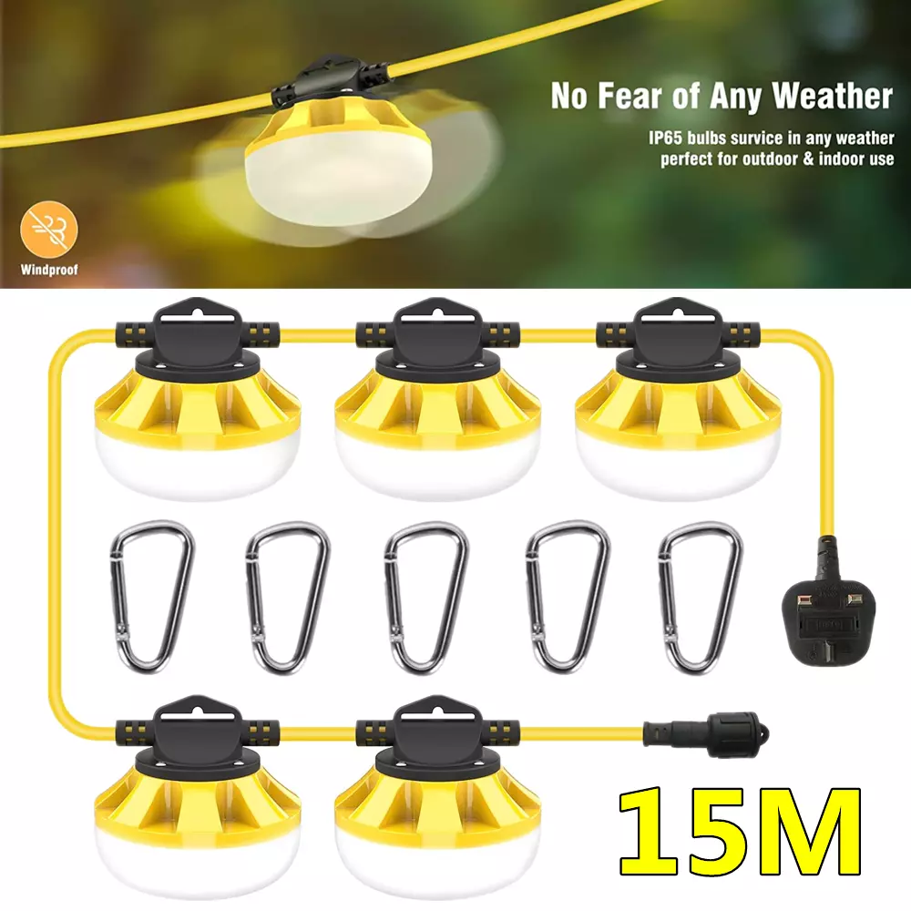 Industrial Grade 15M Construction String Lights LED Work Lights 50W with Hooks
