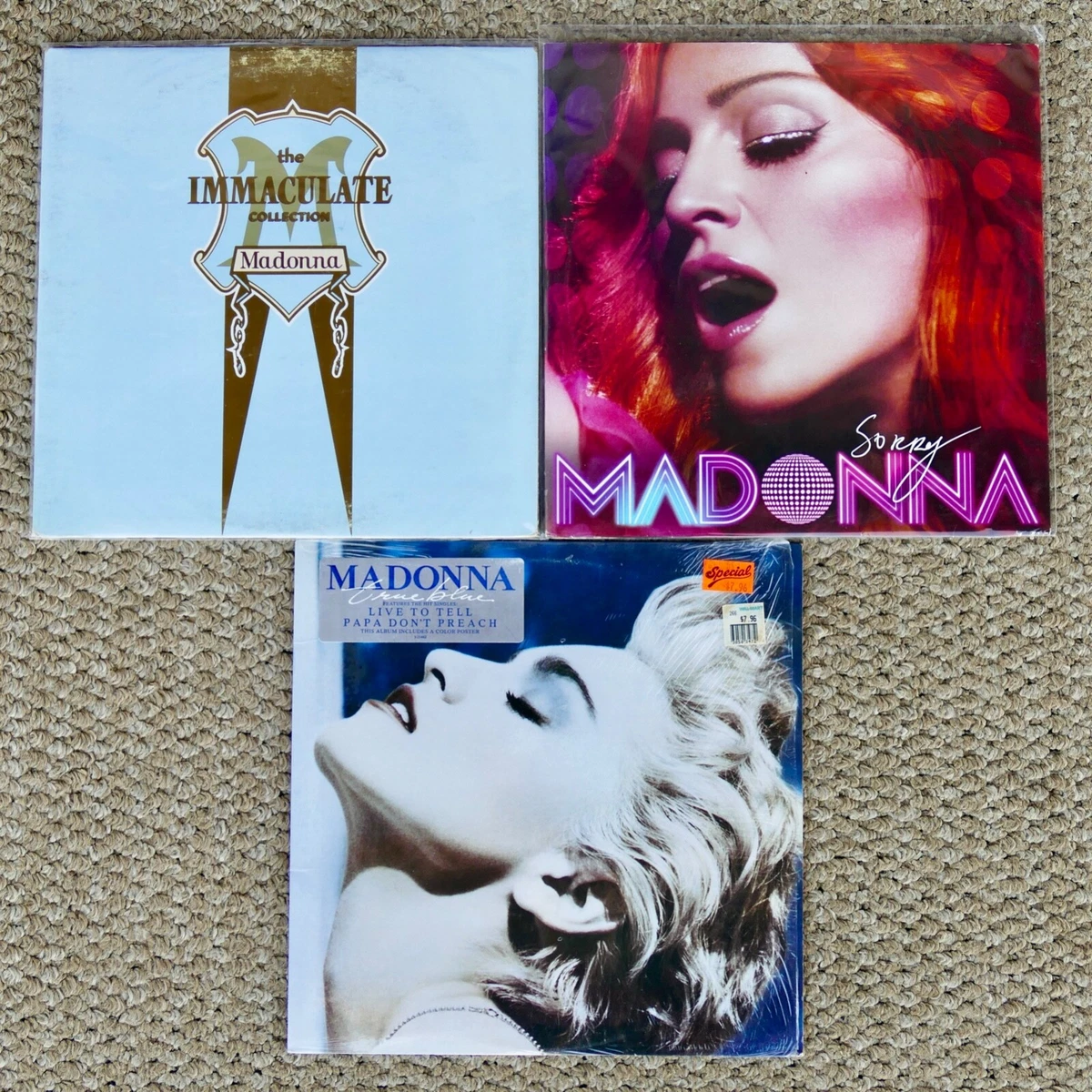 3 Madonna vinyl records The Immaculate Collection LP Sorry maxi-single True  Blue