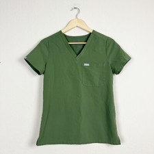 Figs Casma Three Pocket Dark Green Scrub Top Size XXS