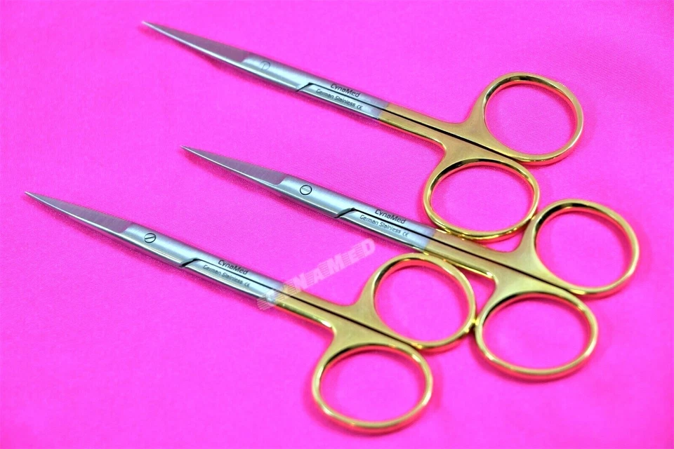 NUEVO 5 tijeras de iris premium ALEMÁN TC instrumentos dentales quirúrgicos rectos de 4,5" Foto 4 de 4