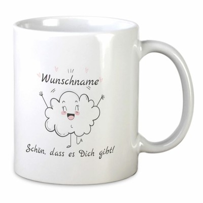 Tasse mit Spruch Schön, dass es Dich gibt Wolke personalisierbar mit Namen