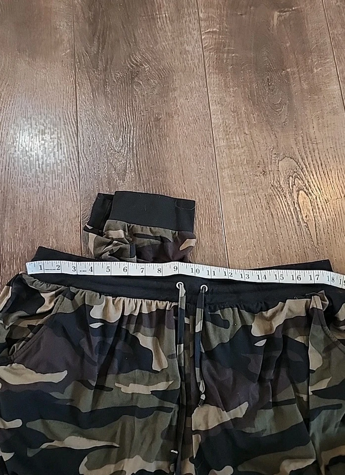 Faded Glory Lounge Jogger Pants Women 2X Stretch Elastic Waist Green Camoflage - Image 4 of 4