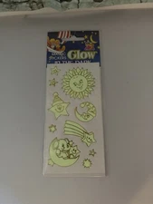 Vtg Glow-in-the-Dark Stars Moon Sun Kids Glow Magic Stickers Sheet Twin Seven