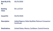 Delta Platinum Companion Certificate; Exp: 5/31/2026