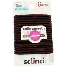 2 Pack Scunci No Damage Medium Hold Hair Ties, Brown, 18 Ct