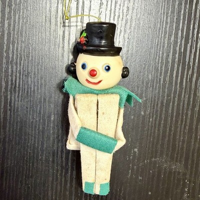 Snowman Christmas Knee Hugger Pixie Elf Japan 9  Ornament MCM Decor Vintage