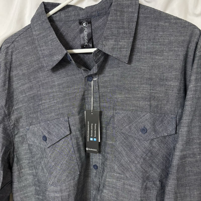 Burnside Button Down Style Gray Chambray Long Sleeve Shirt 2XL XXL NWT
