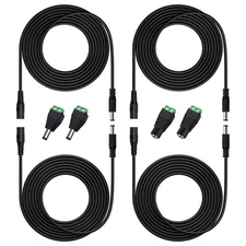 DC Power Extension Cable 5.5mm x 2.1mm Jack Adapter Connectors 10FT 4 PCS