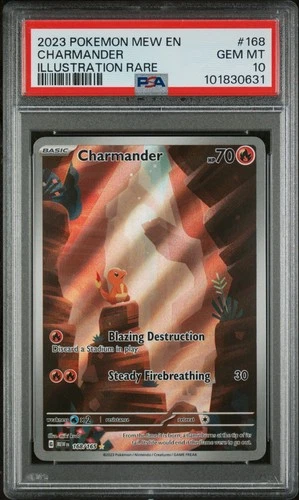 2023 POKEMON MEW EN-151 ILLUSTRATION RARE #168 CHARMANDER PSA 10