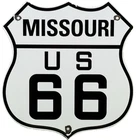 VINTAGE US ROUTE 66 MISSOURI PORCELAIN METAL HIGHWAY SIGN GAS MO OIL ROAD SHIELD