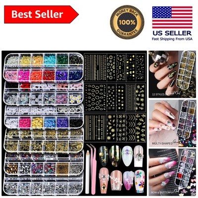 Creative Nail Art Kit: 3D Charms, Colorful Rhinestones & Easy Application Tools