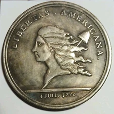 Libertas Americana Medal Econumía Dated 1776  Fantasy Coin Token Copy