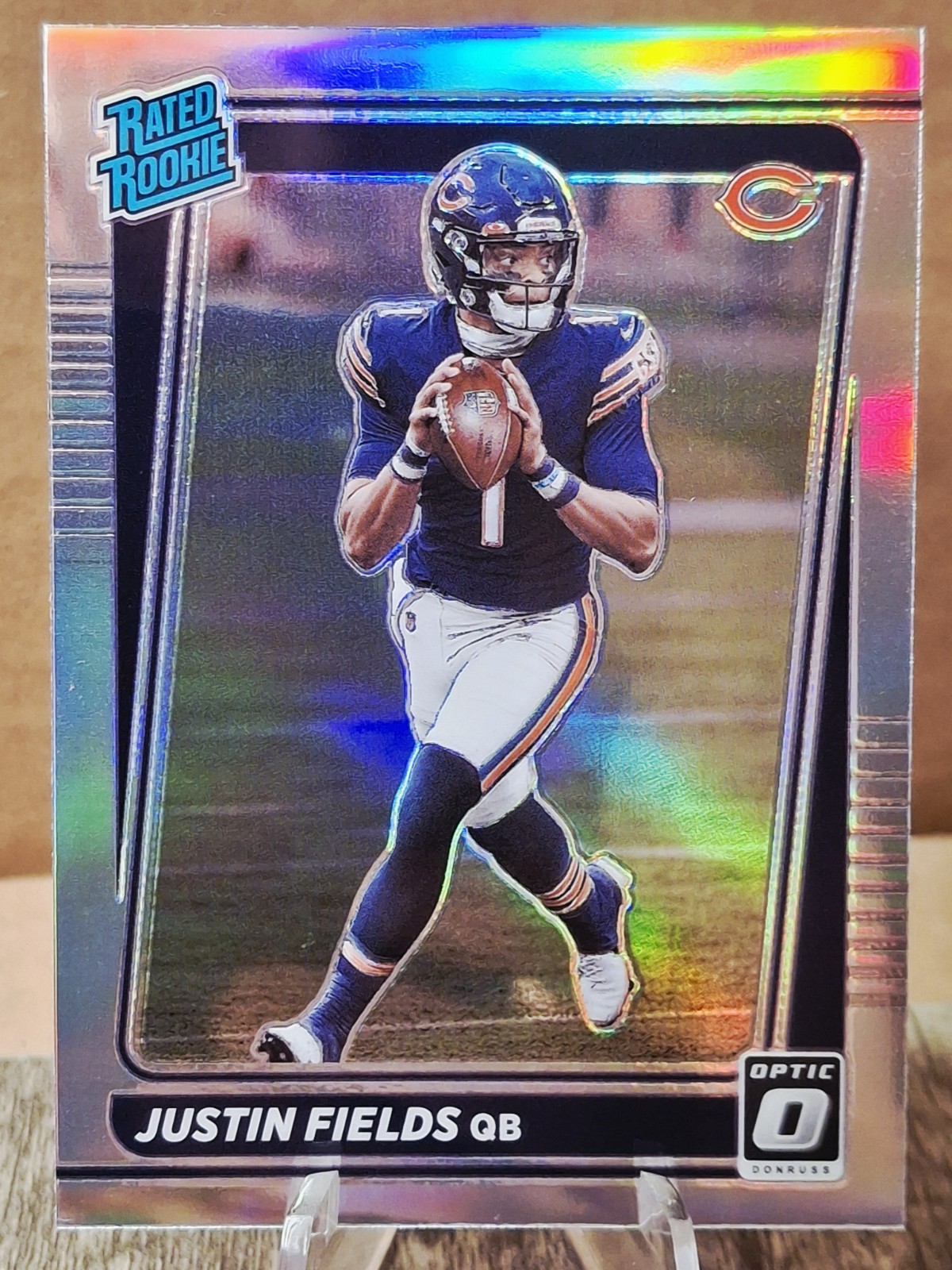 2021 Donruss Preview Rated Rookie Justin Fields RC Optic Silver Holo Prizm